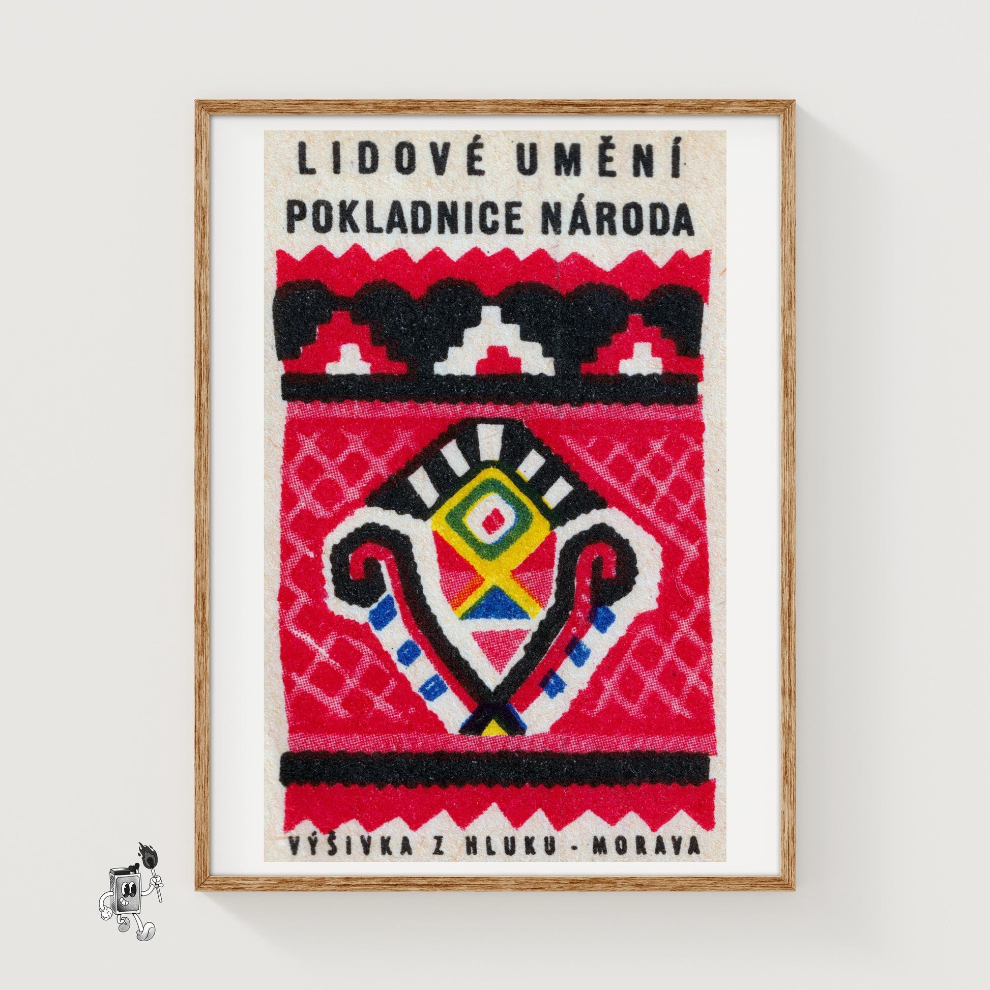 Geometric Folk Art Pattern - vintage matchbox label print