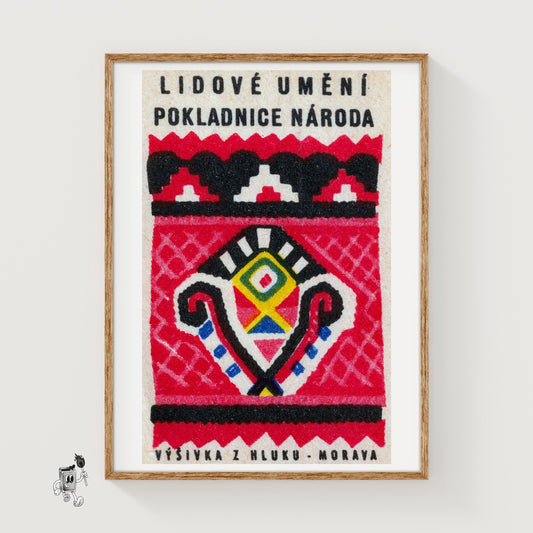 Geometric Folk Art Pattern - vintage matchbox label print