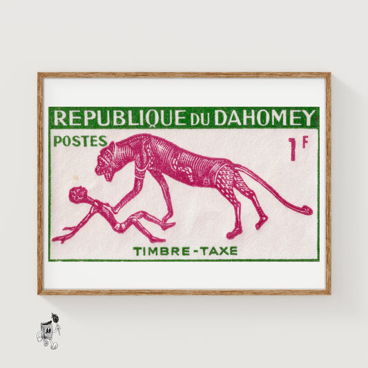 Animal Hunting Man - vintage matchbox label print