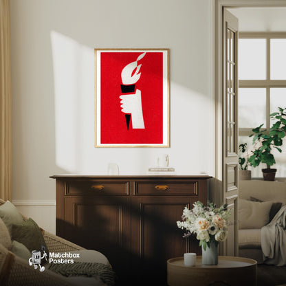 Torch - vintage matchbox label print - living room mockup