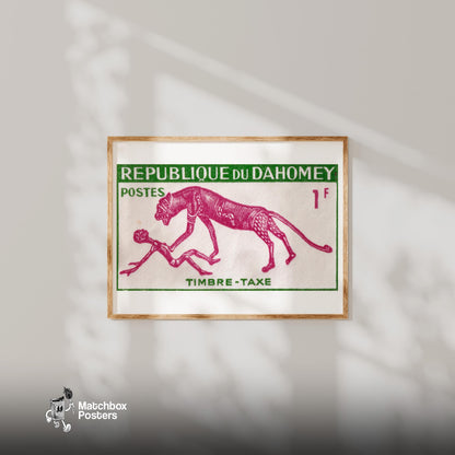Animal Hunting Man - vintage matchbox label print - bedroom mockup
