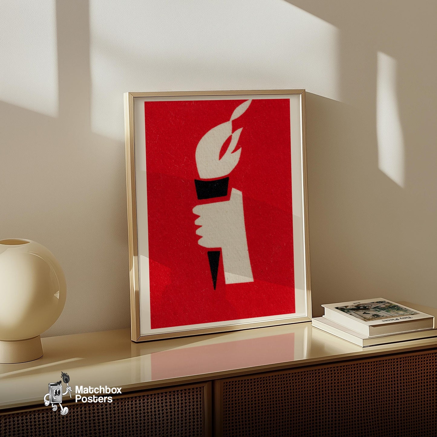 Torch - vintage matchbox label print - size comparison