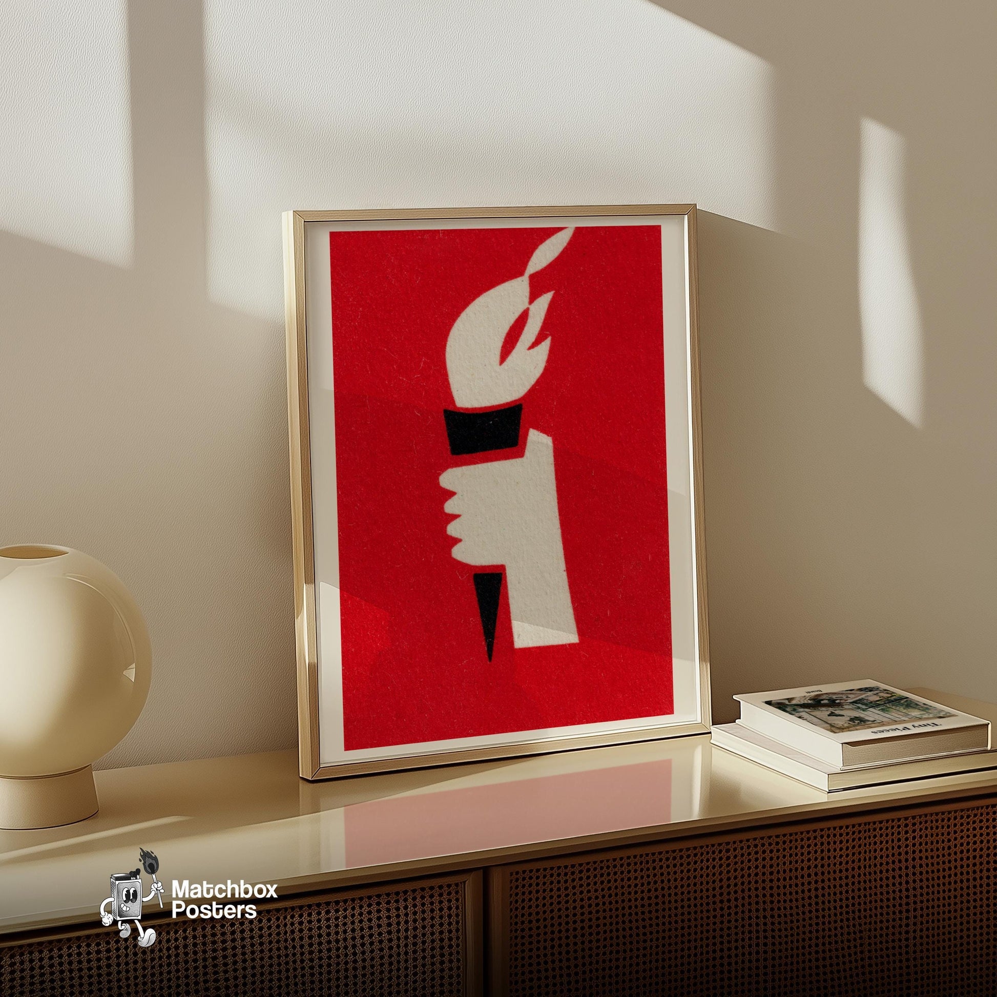 Torch - vintage matchbox label print - size comparison