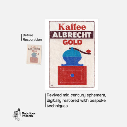 Vintage Coffee Grinder Illustration - vintage matchbox label print - framed wall art preview
