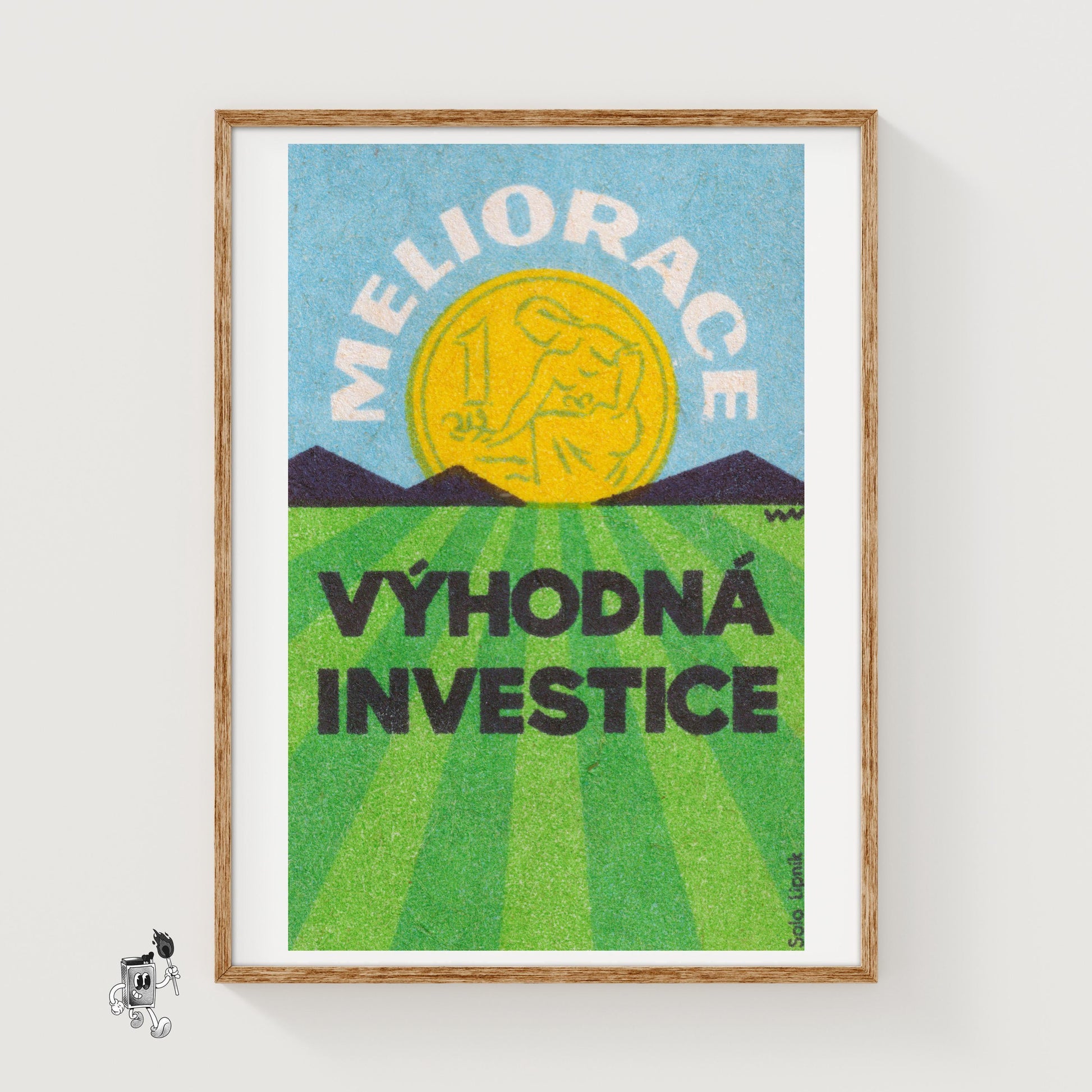 Czech Coin - vintage matchbox label print
