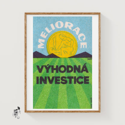 Czech Coin - vintage matchbox label print