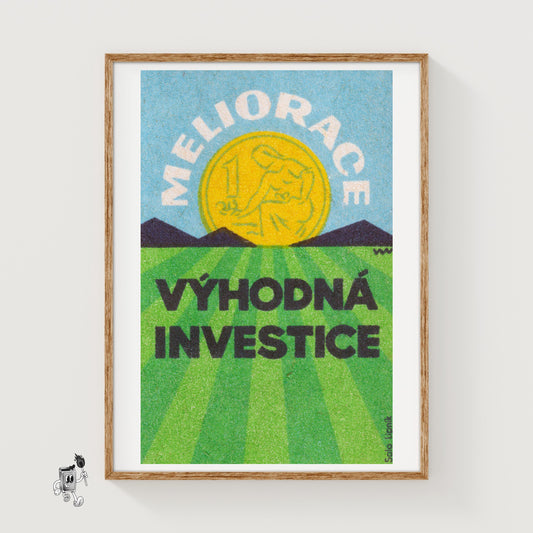 Czech Coin - vintage matchbox label print