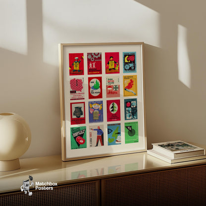 Polish - vintage matchbox label print - bedroom mockup