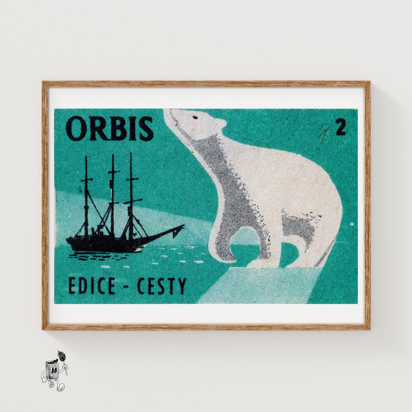 Polar Bear Arctic - vintage matchbox label print