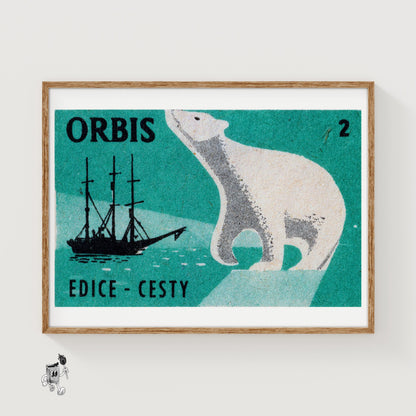 Polar Bear Arctic - vintage matchbox label print