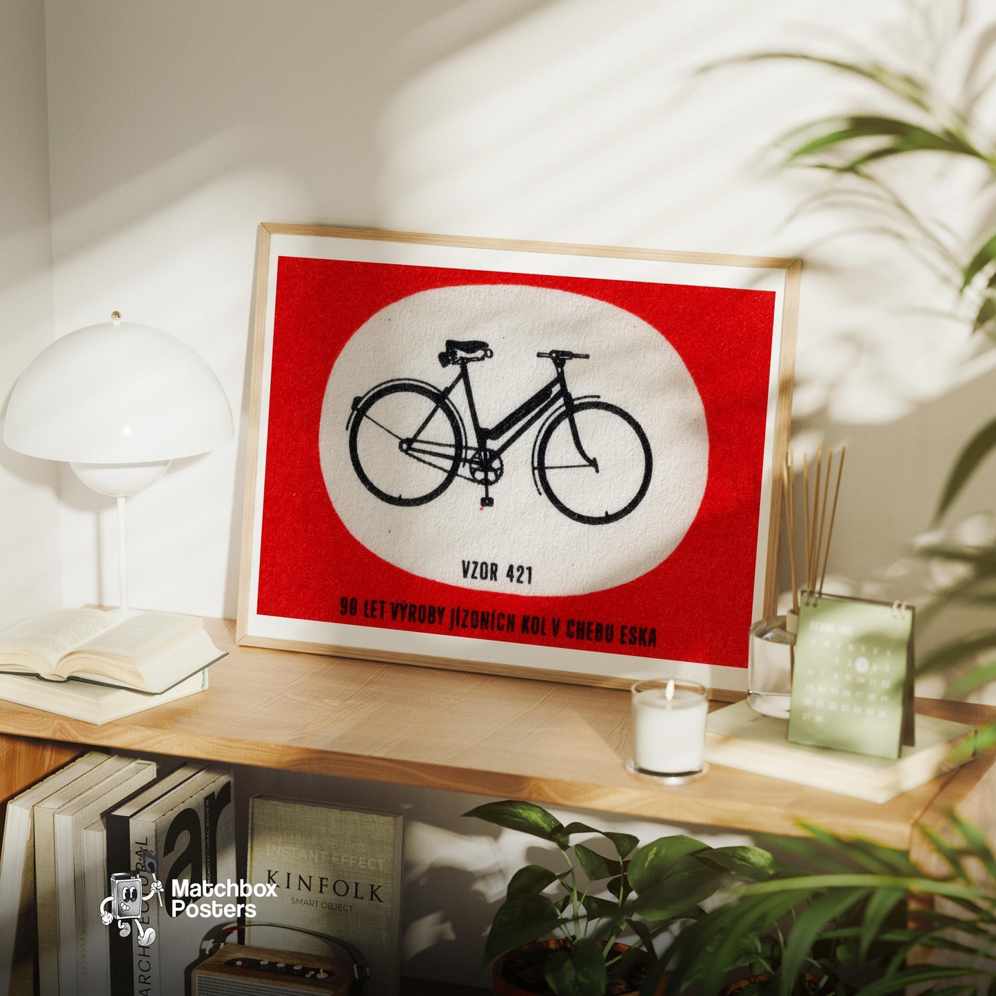 Black Silhouette Of A Bicycle - vintage matchbox label print - office wall