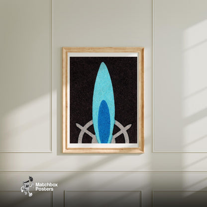 Blue Flame - vintage matchbox label print - bedroom mockup