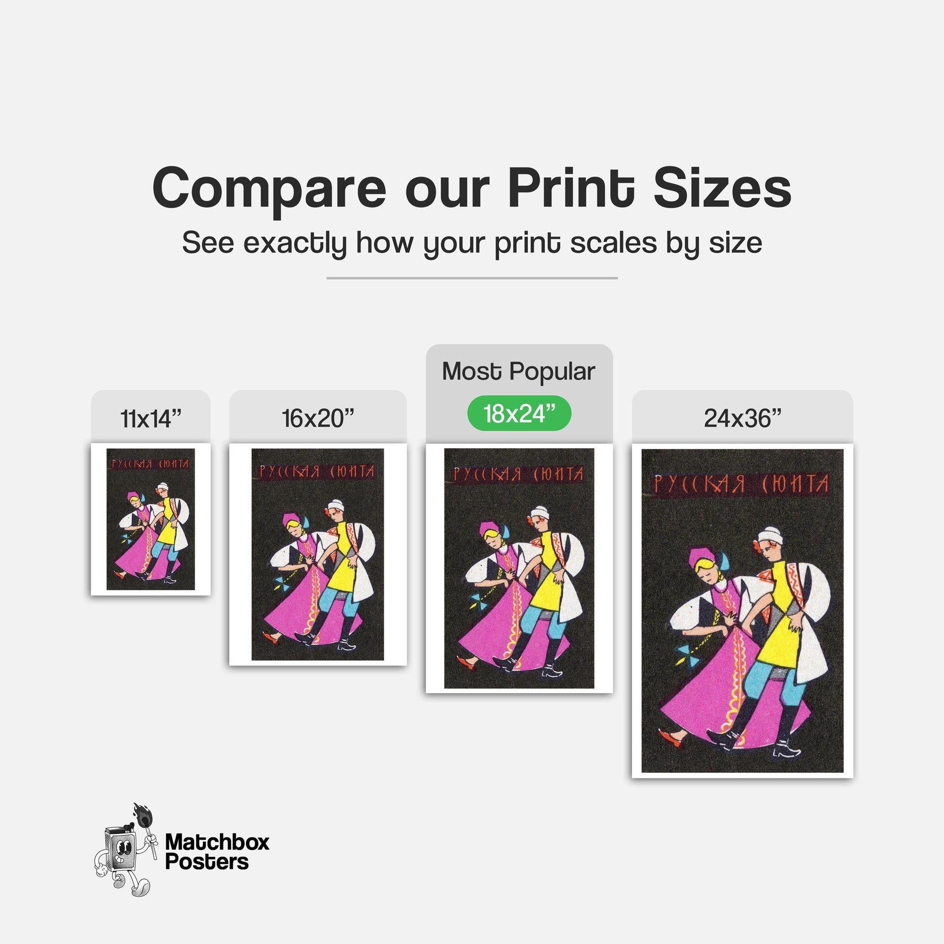 Russian Dancers - vintage matchbox label print - gallery wall preview