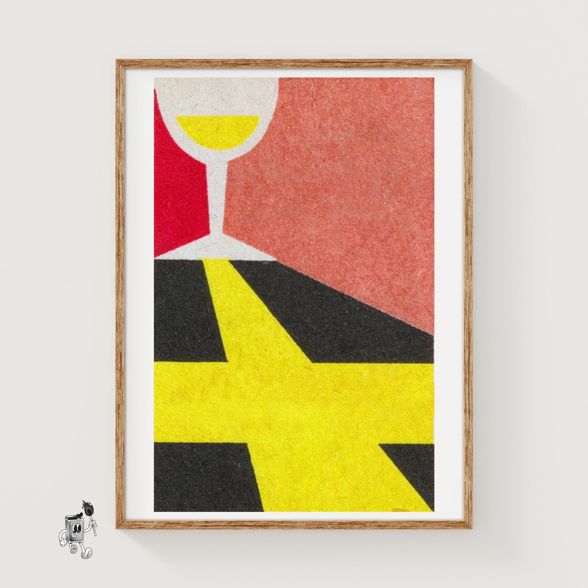 Wine Glass - vintage matchbox label print