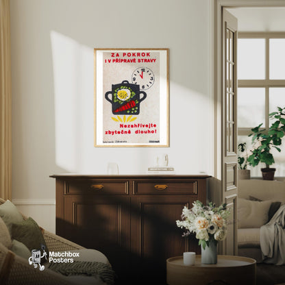 Pot with Vegetables - vintage matchbox label print - living room mockup