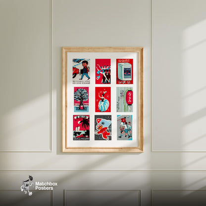 A Collection Of Vintages - vintage matchbox label print - living room mockup