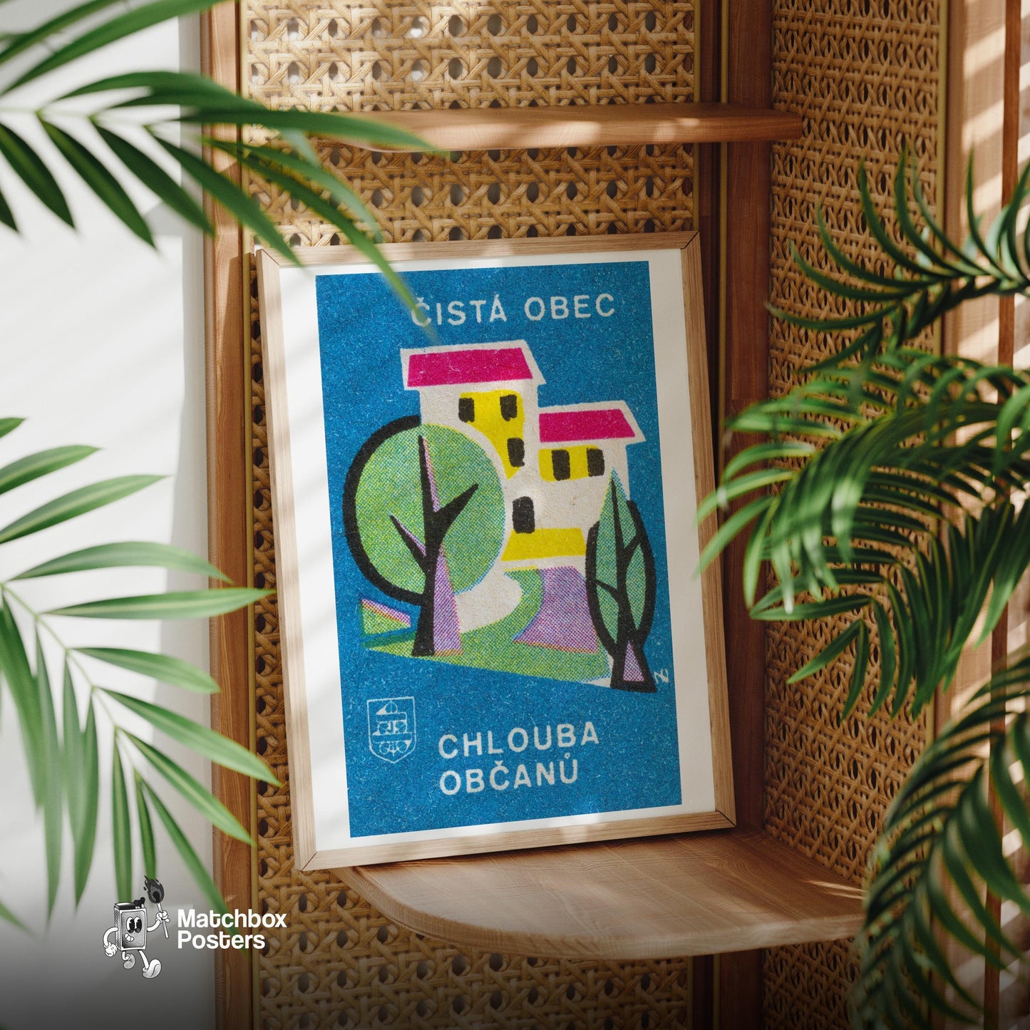 Abstract Building - vintage matchbox label print - office wall