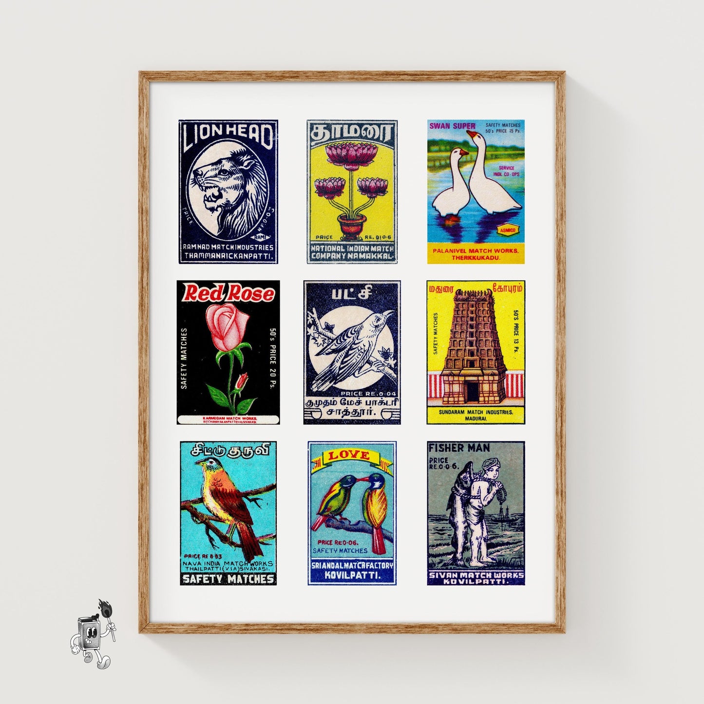 Tamil Print - vintage matchbox label print