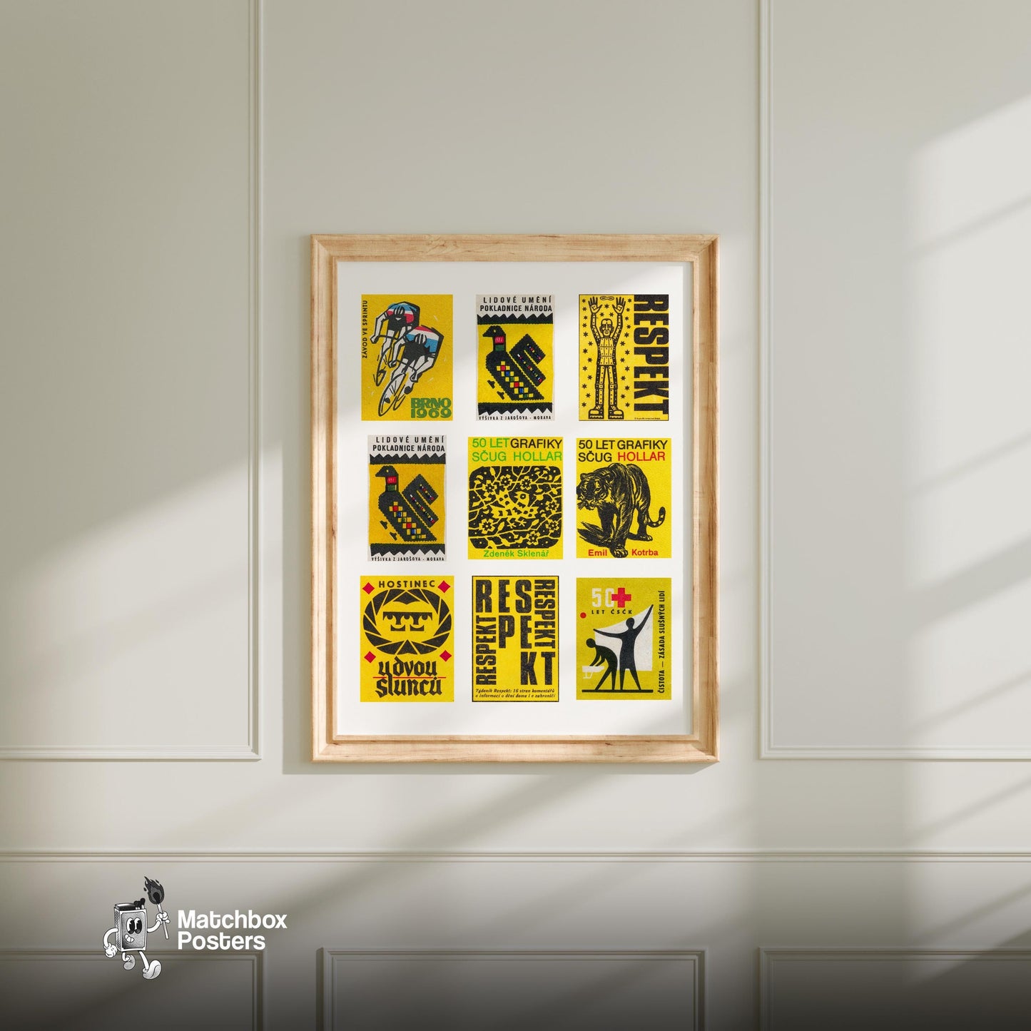 Collection Of Vintages - vintage matchbox label print - living room mockup