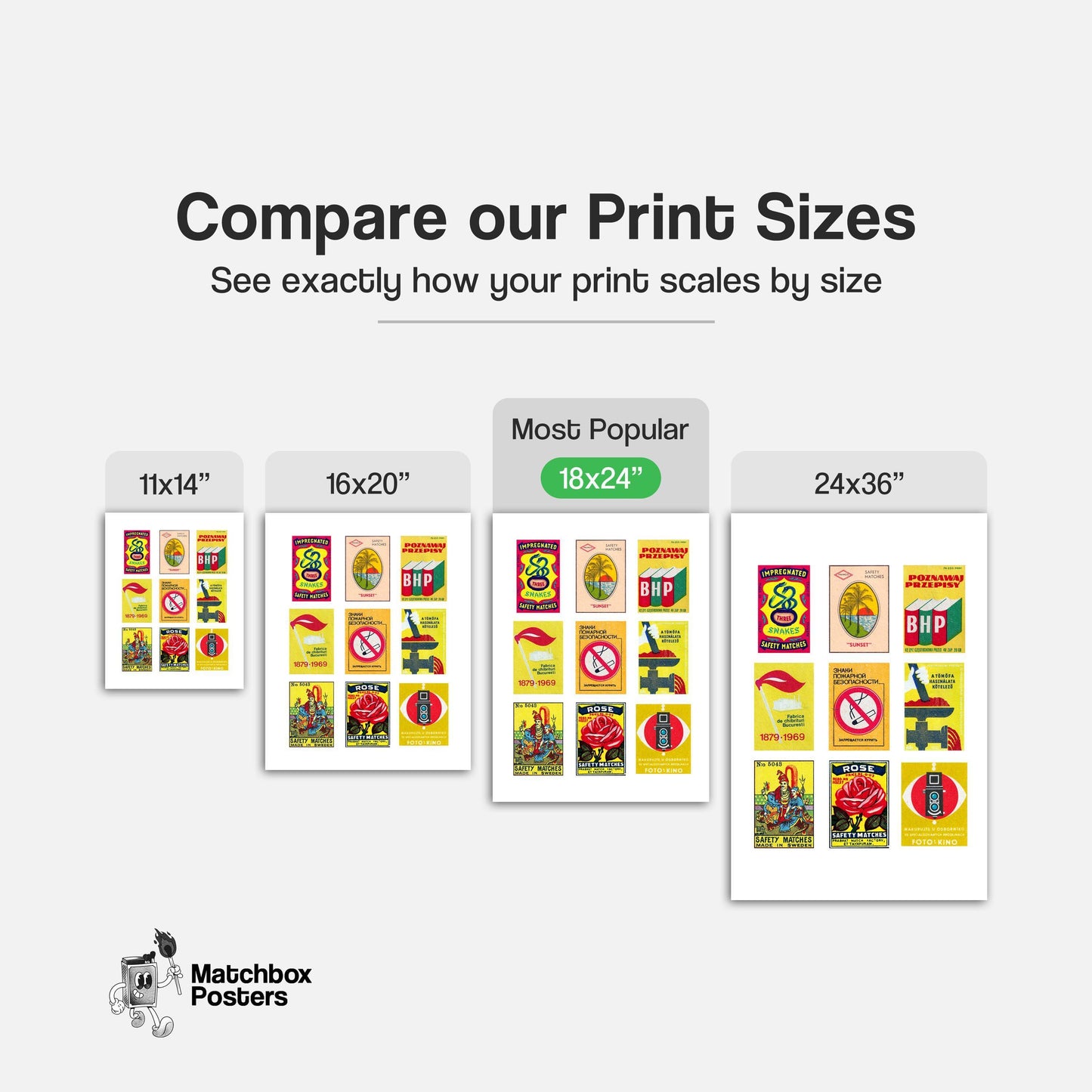 Yellow and Reds Grid Print - vintage matchbox label print - office wall