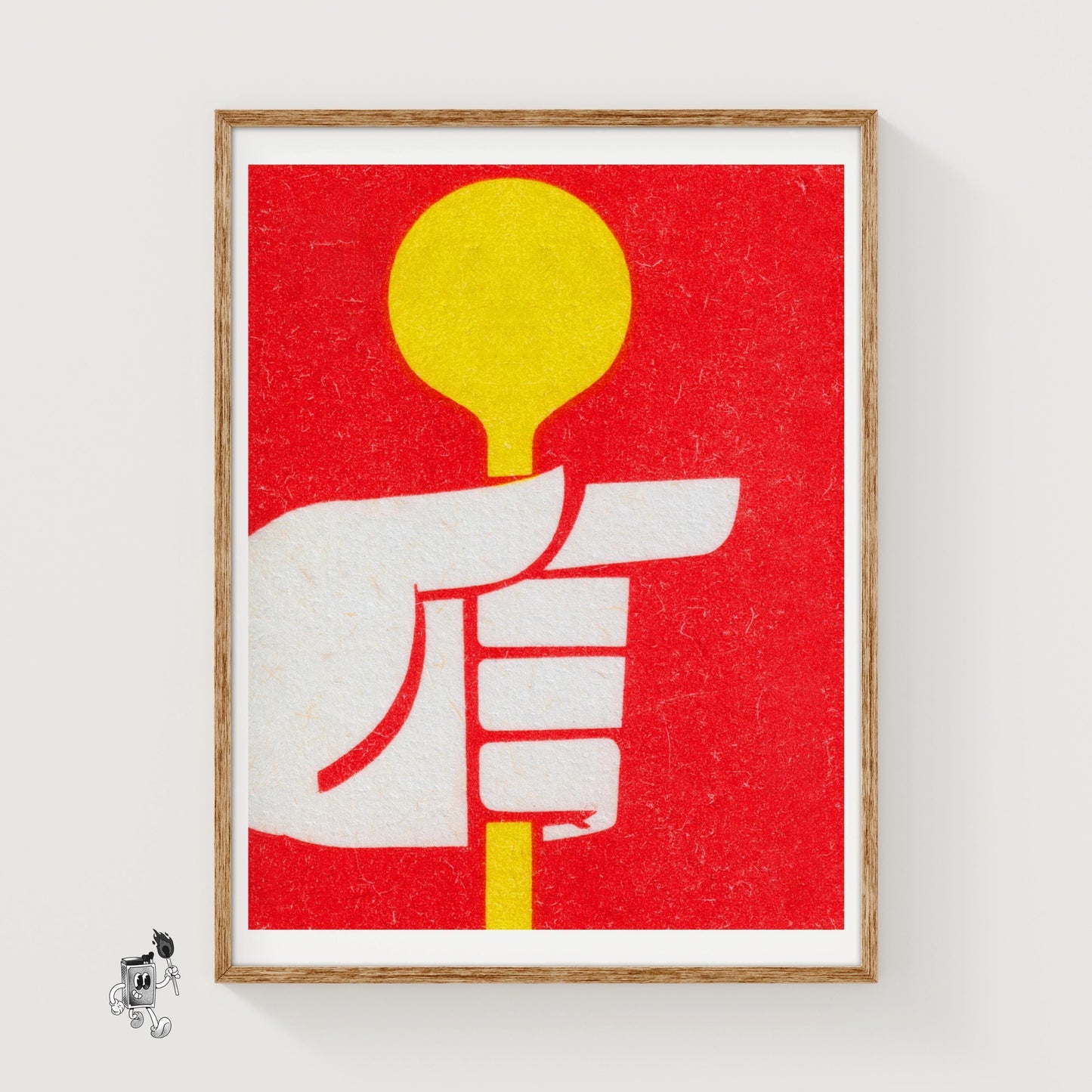 Hand Holding Matchstick - vintage matchbox label print
