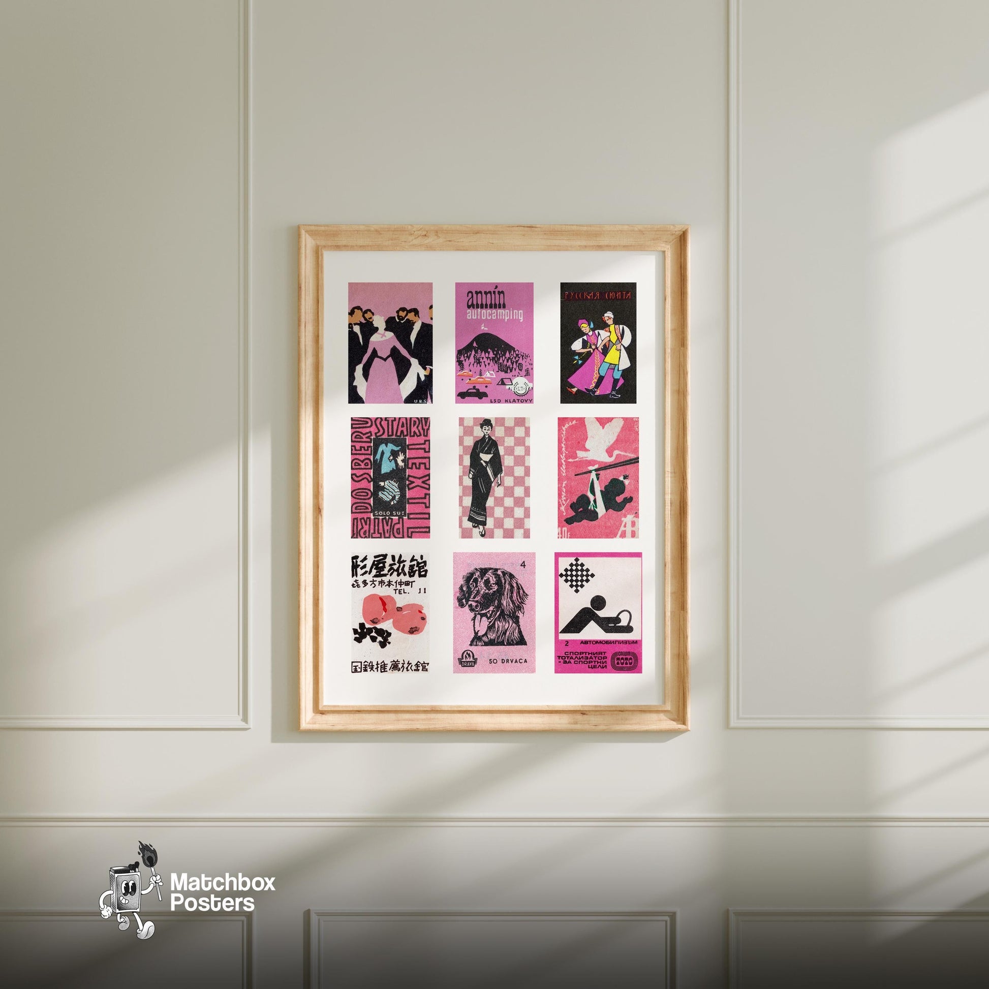 Collection Of Vintages - vintage matchbox label print - living room mockup