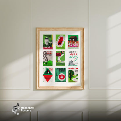 Collection Of Vintages - vintage matchbox label print - living room mockup