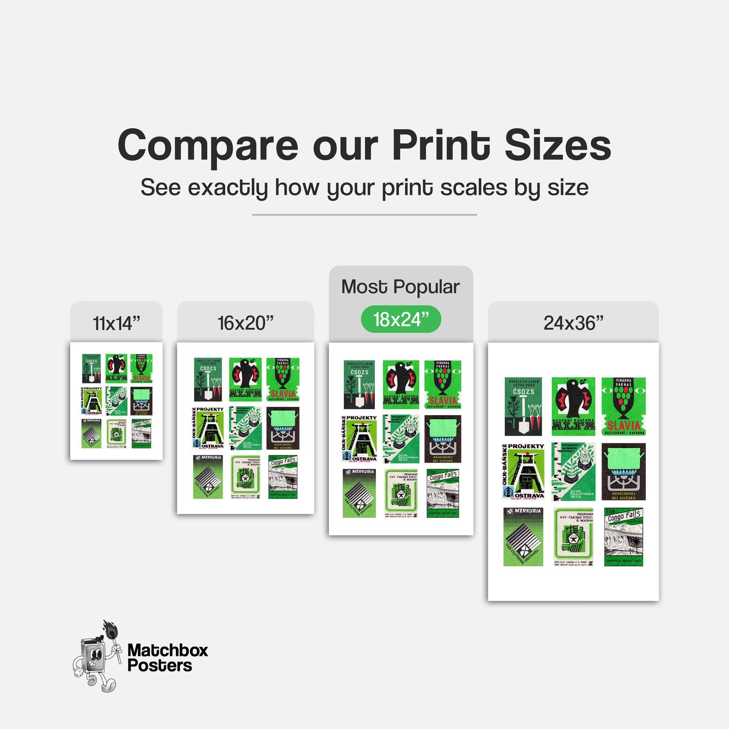 Green and Blacks Grid Print - vintage matchbox label print - office wall