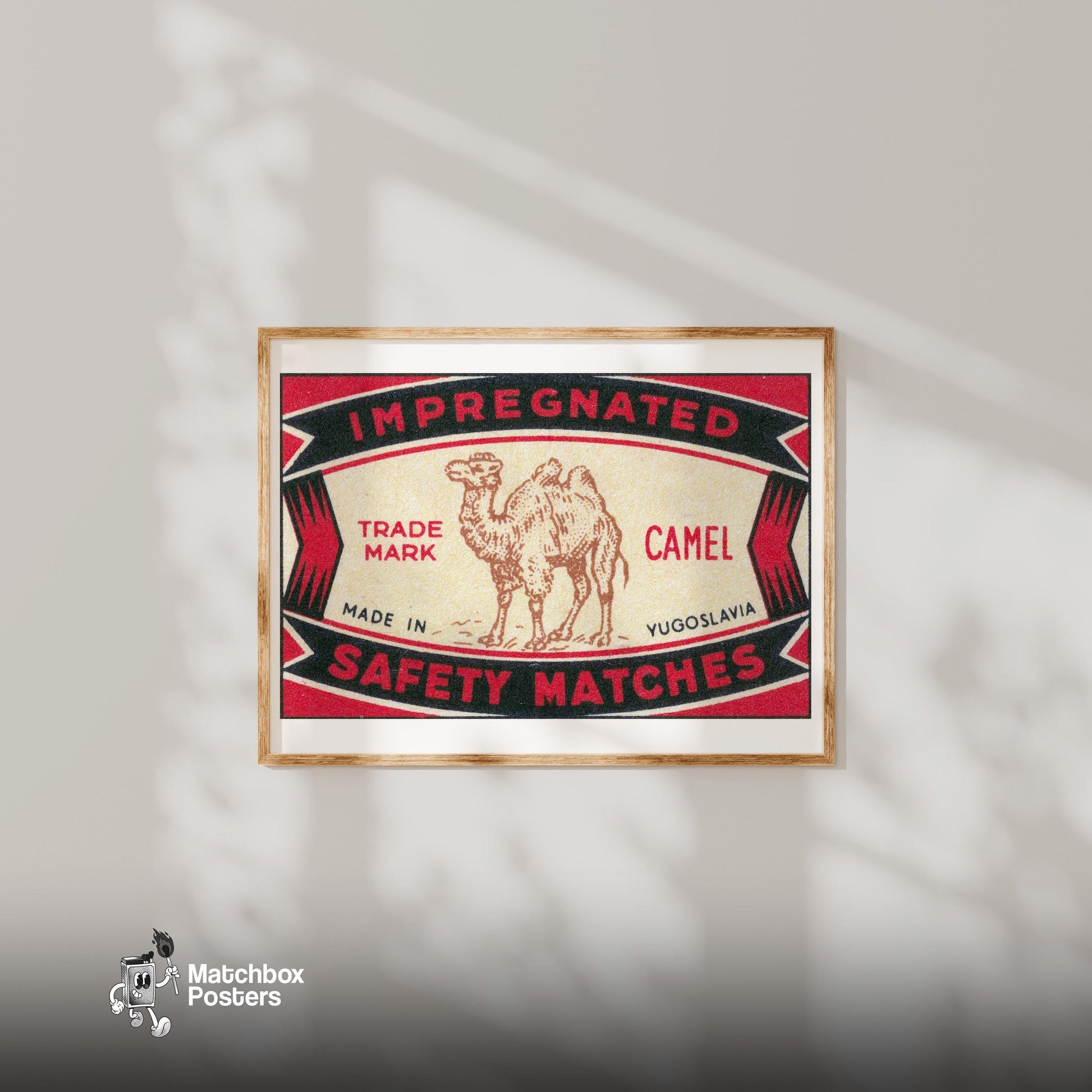 Arabian Camel - vintage matchbox label print - bedroom mockup