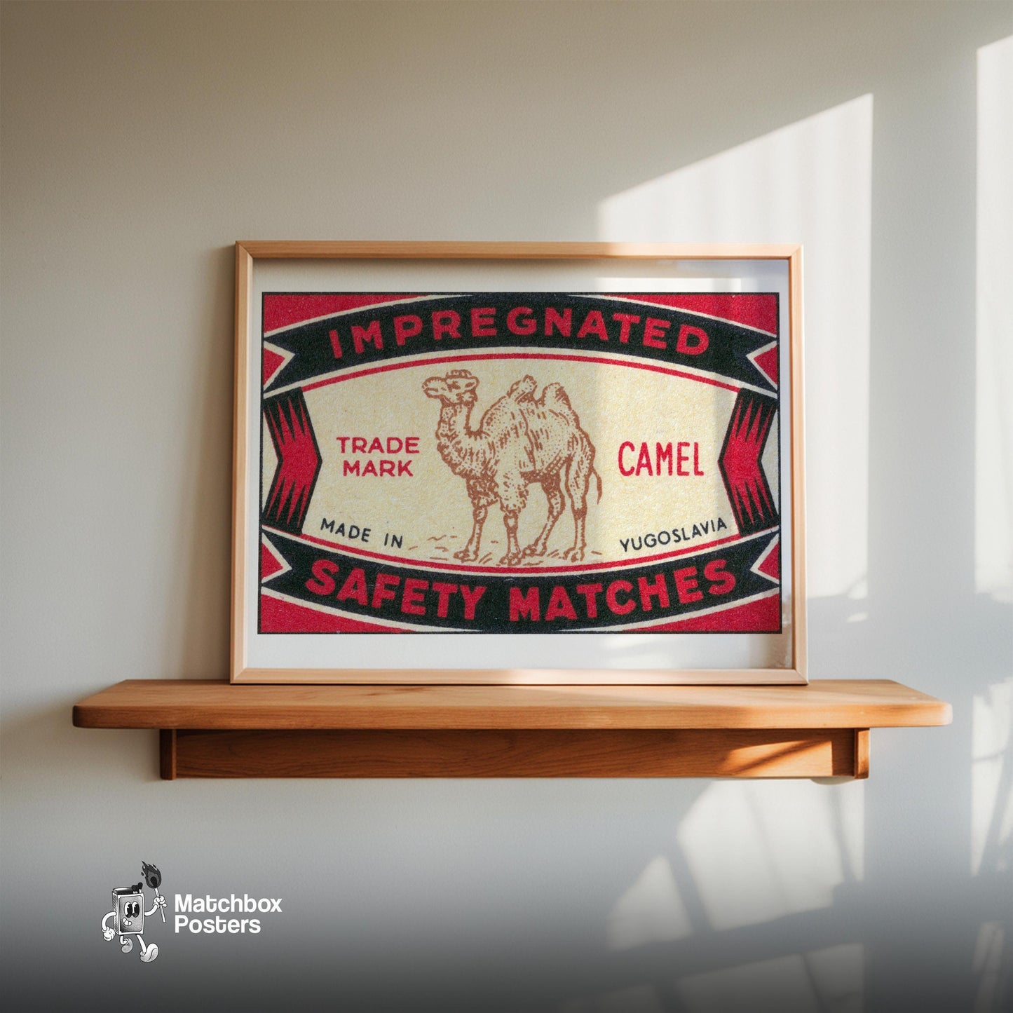 Arabian Camel - vintage matchbox label print - size comparison