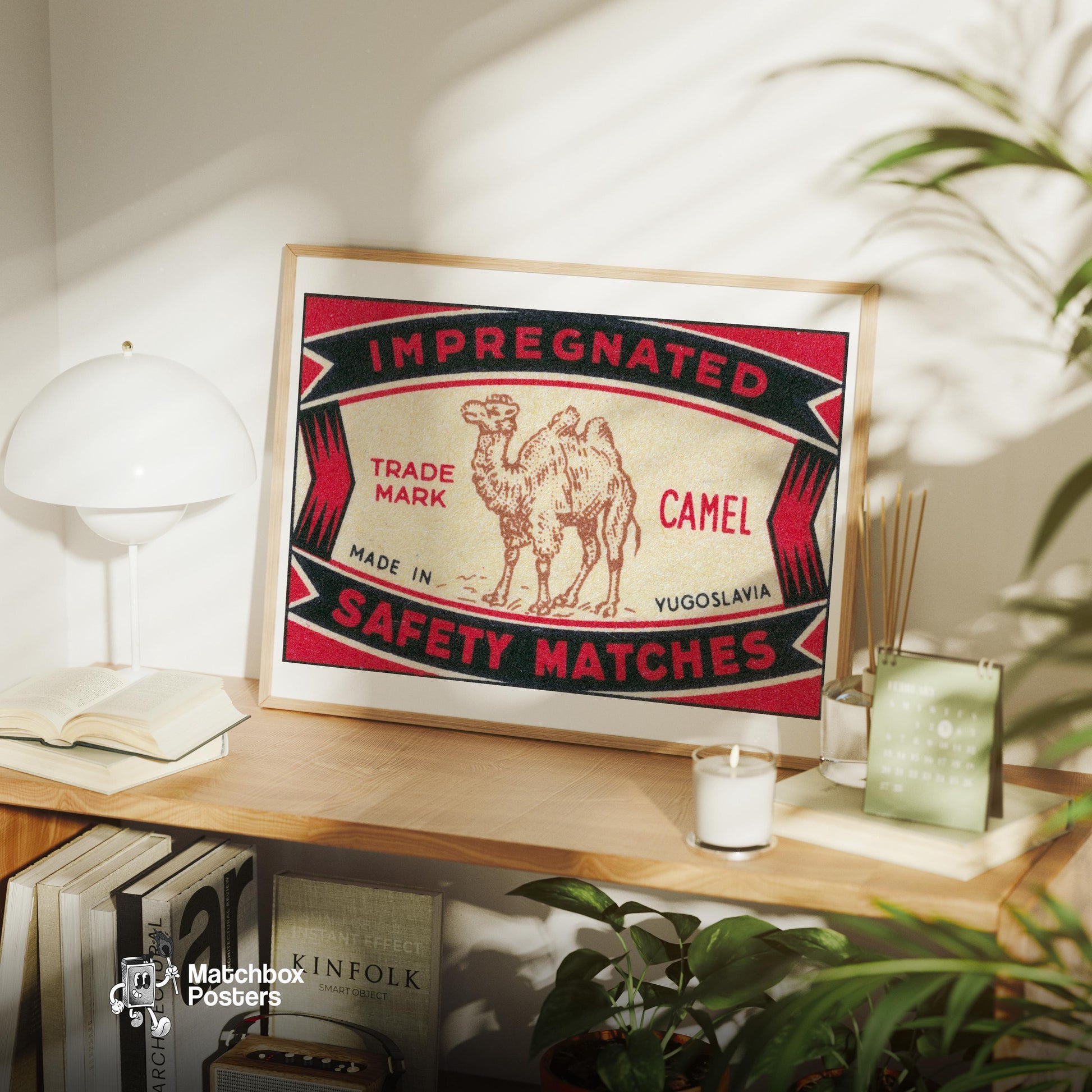 Arabian Camel - vintage matchbox label print - office wall