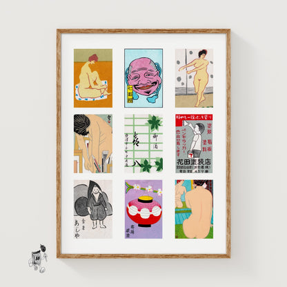 Japanese Collage - vintage matchbox label print