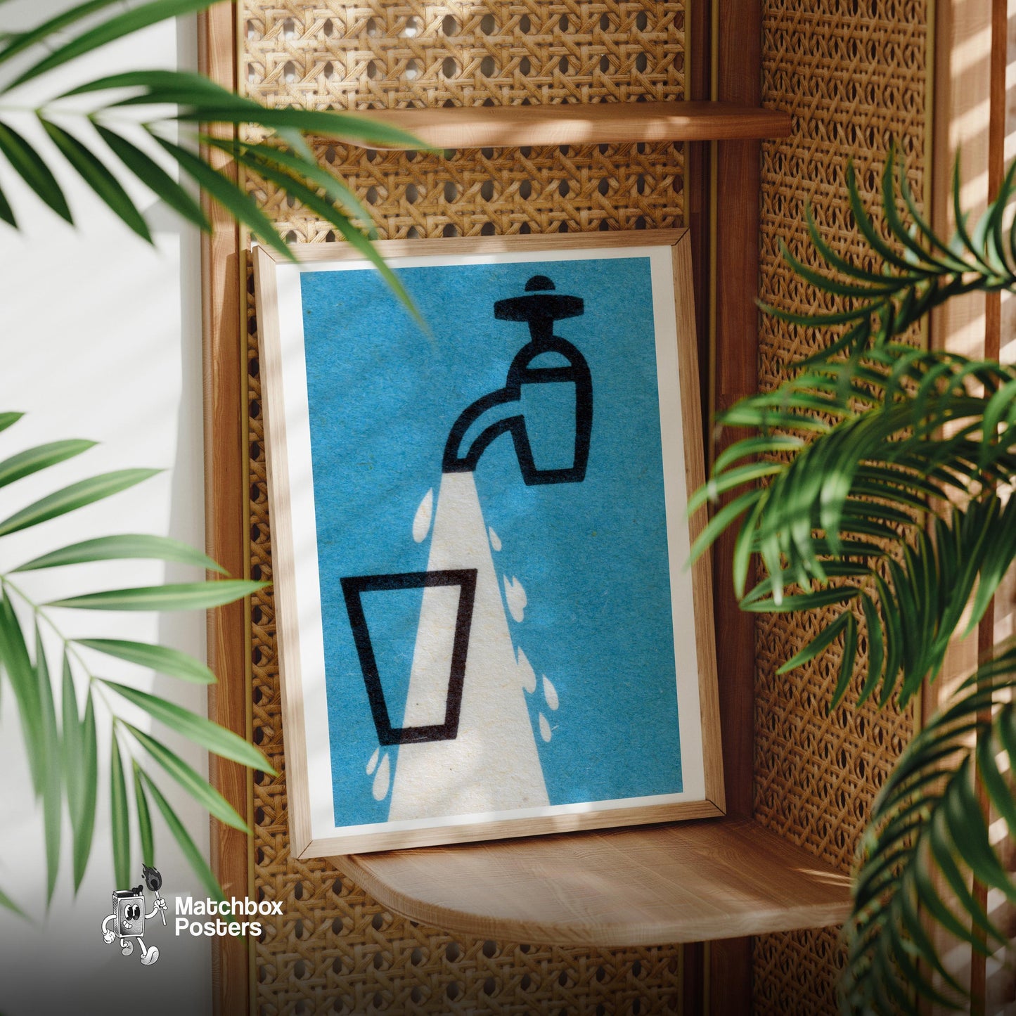 Water Flowing - vintage matchbox label print - office wall