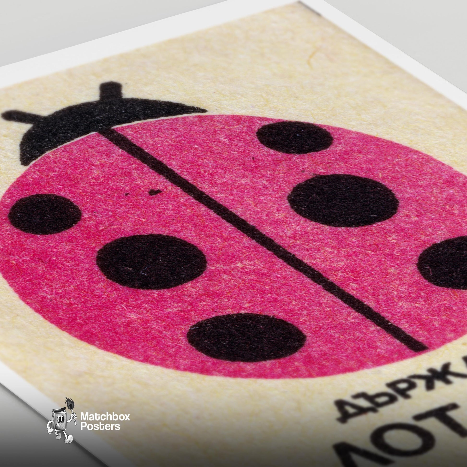 Ladybug - vintage matchbox label print - close-up detail