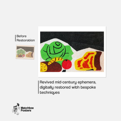 Cabbage and Cheese - vintage matchbox label print - framed wall art preview