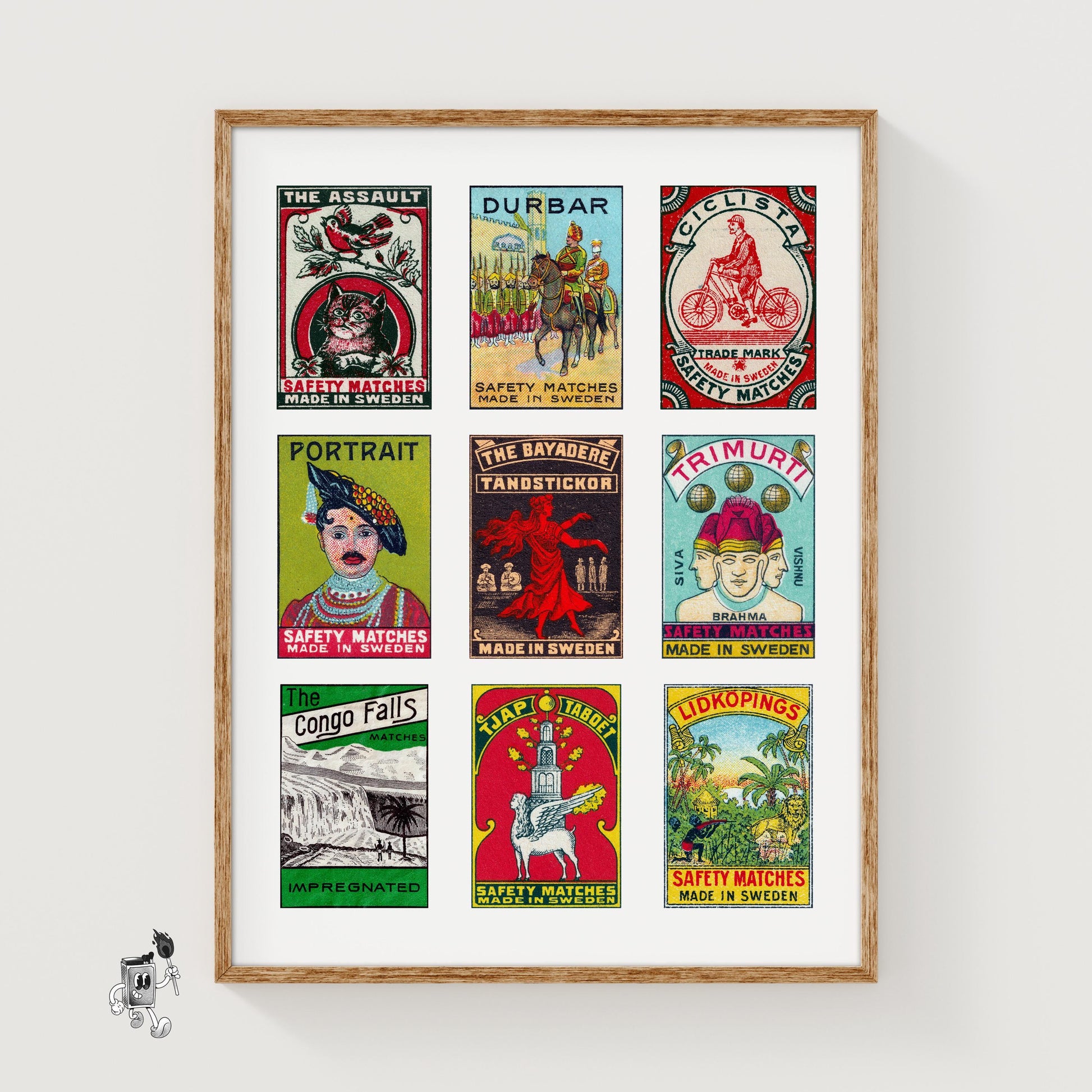 Swedishs Grid Print - vintage matchbox label print