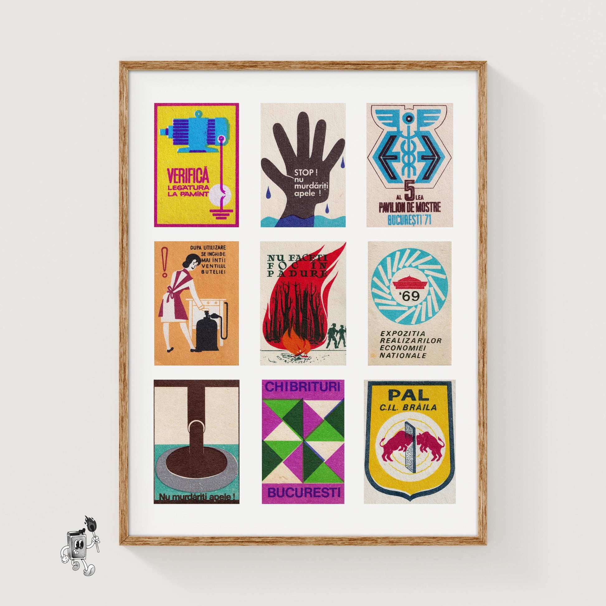 Romanians Grid Print - vintage matchbox label print