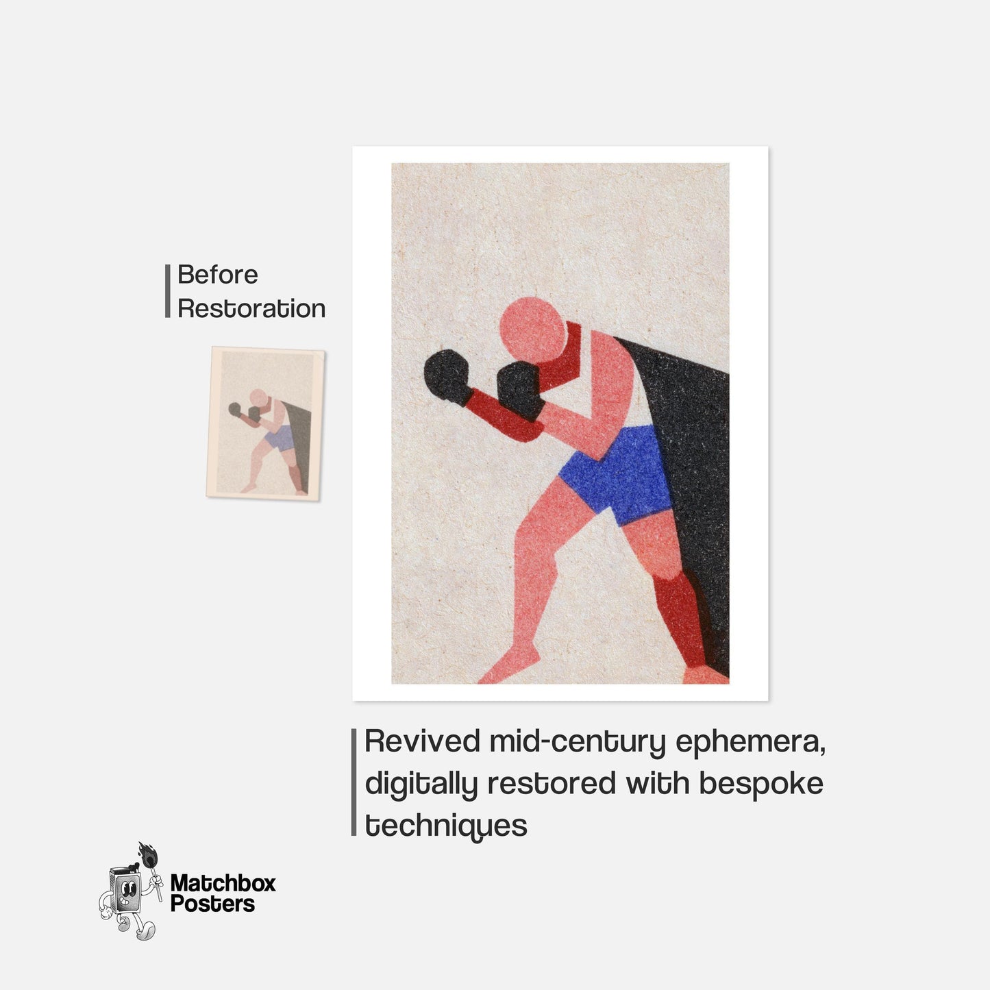 Boxer - vintage matchbox label print - framed wall art preview