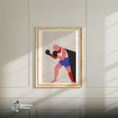 Boxer - vintage matchbox label print - bedroom mockup