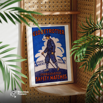 Man with Pipe - vintage matchbox label print - office wall