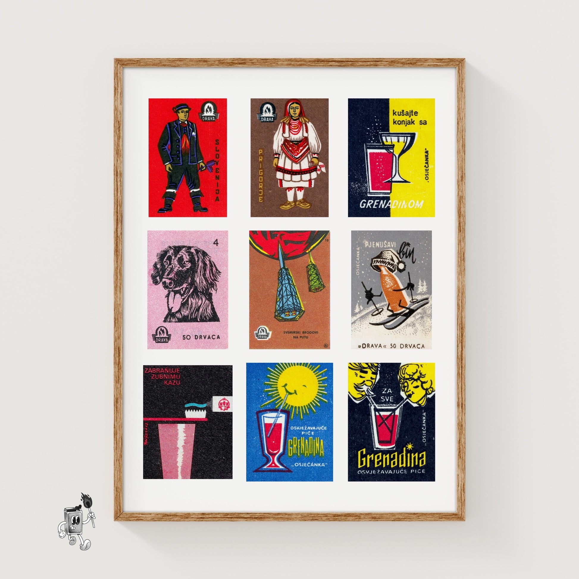 Croatian Collage - vintage matchbox label print