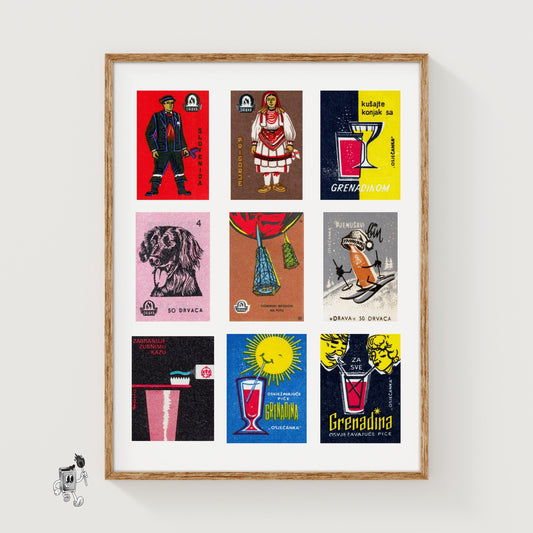 Croatian Collage - vintage matchbox label print