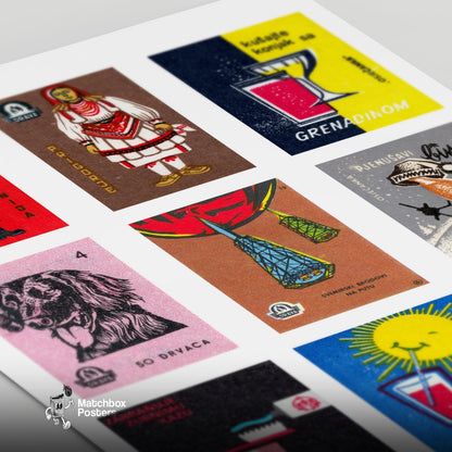 Croatian Collage - vintage matchbox label print - close-up detail