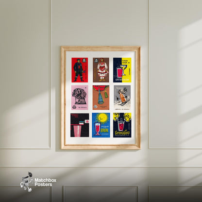 Croatian Collage - vintage matchbox label print - living room mockup
