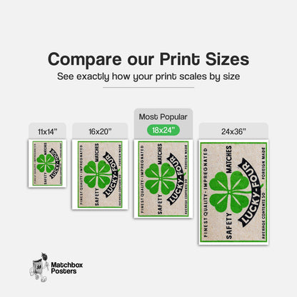 Four-Leaf Clover - vintage matchbox label print - gallery wall preview