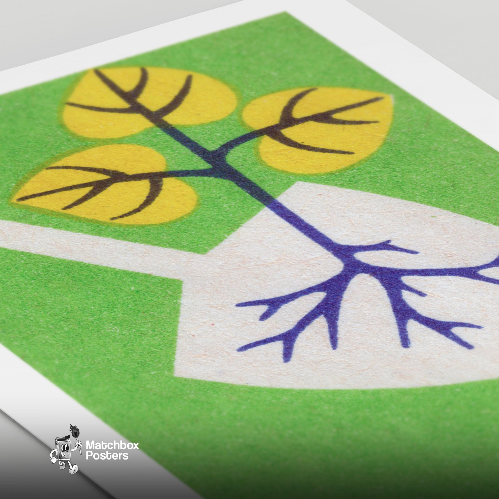 Tree Planting - vintage matchbox label print - close-up detail