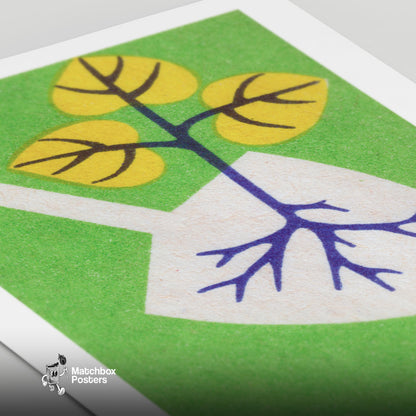 Tree Planting - vintage matchbox label print - close-up detail