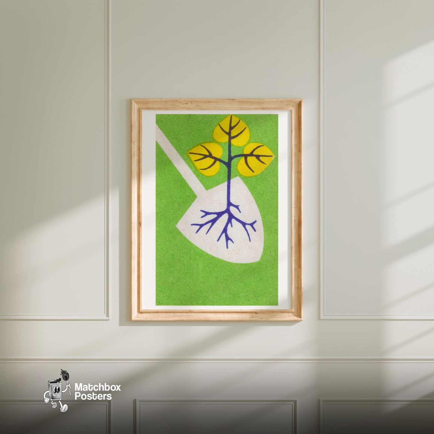 Tree Planting - vintage matchbox label print - bedroom mockup