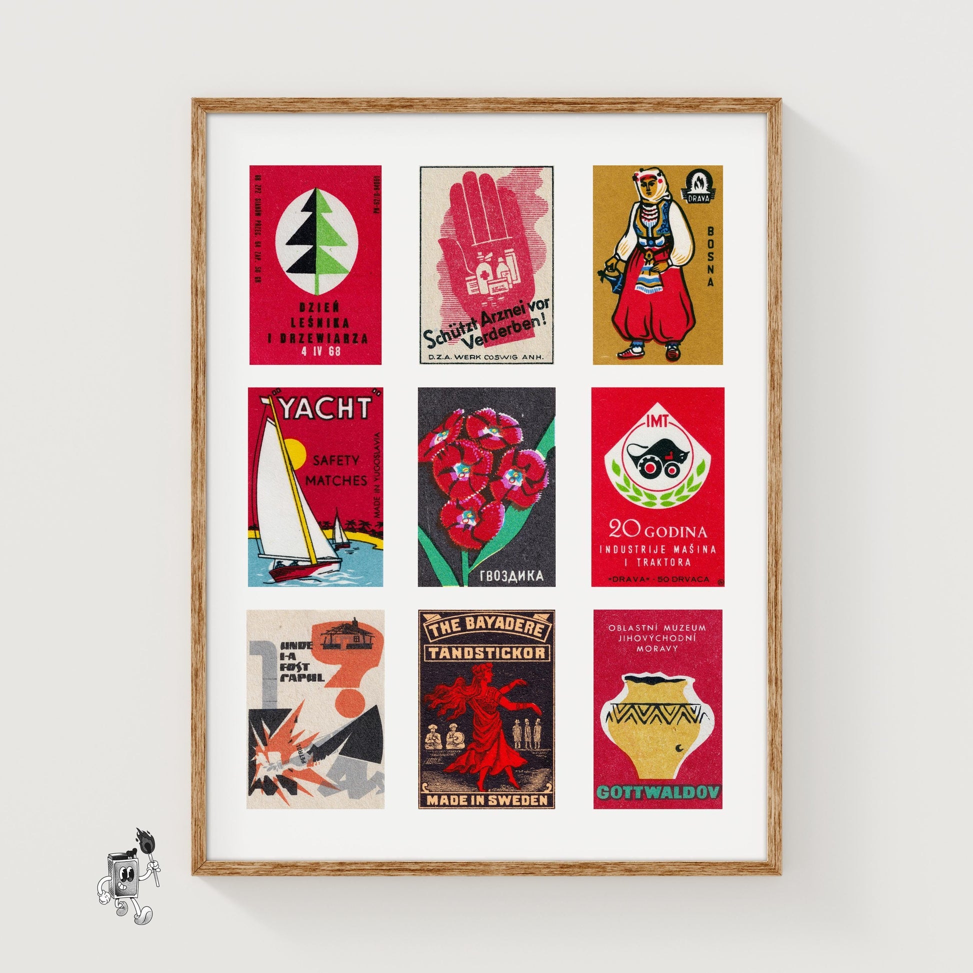 Reds Grid Print - vintage matchbox label print