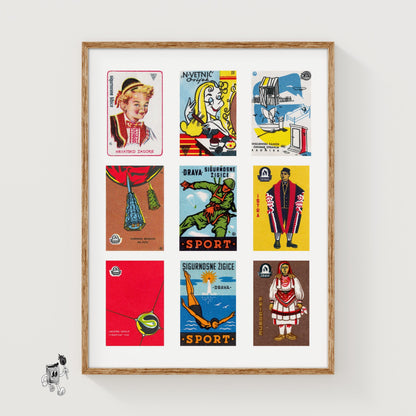 Croatians Grid Print - vintage matchbox label print